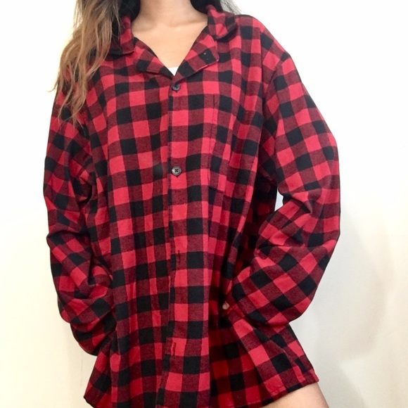 Tops - Oversized Flannel Shirt
